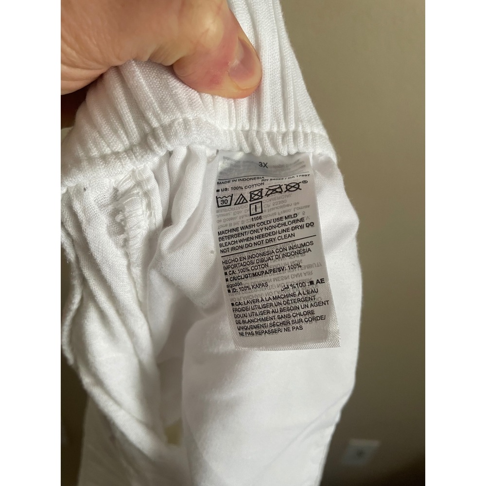 Old Navy 3X White Cotton Gauzy Wide Leg Pull On Pants Coastal Stretch Beachy - Picture 9 of 10